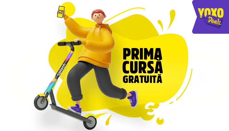 Activează-ți un abonament YOXO până pe 30 septembrie 2022 și ai o plimbare gratis de 20 minute cu trotinetele electrice Splash. 